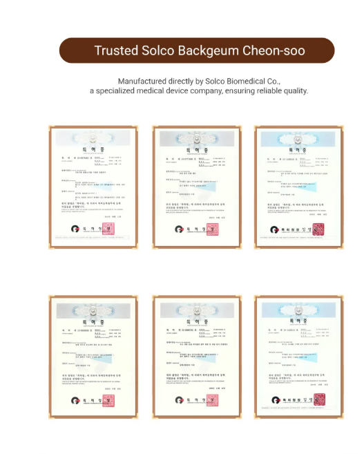 Trusted Solco Backgeum Cheon-Soo – manufactured by Solco Biomedical, patent certificates